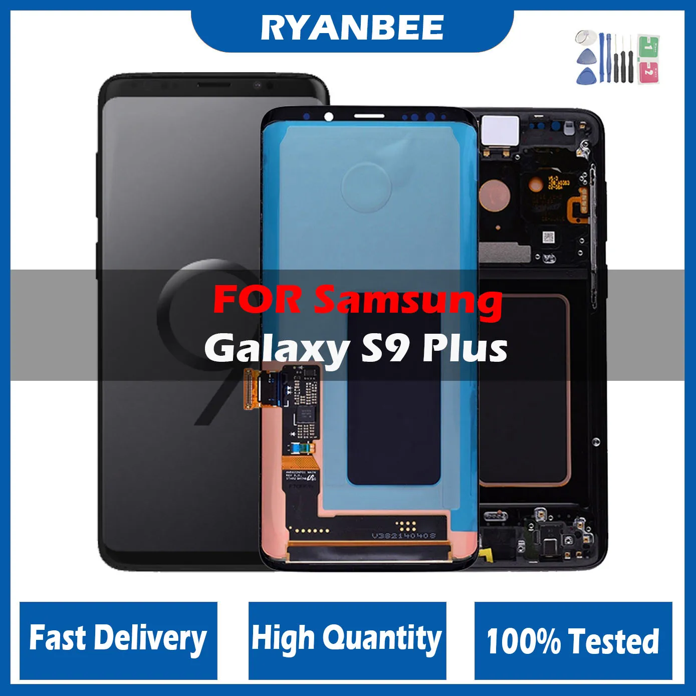 AMOLED Replacement for SAMSUNG Galaxy S9 Plus LCD display Touch Screen Digitizer S9+ lcd G965 G9650 With Back Cover