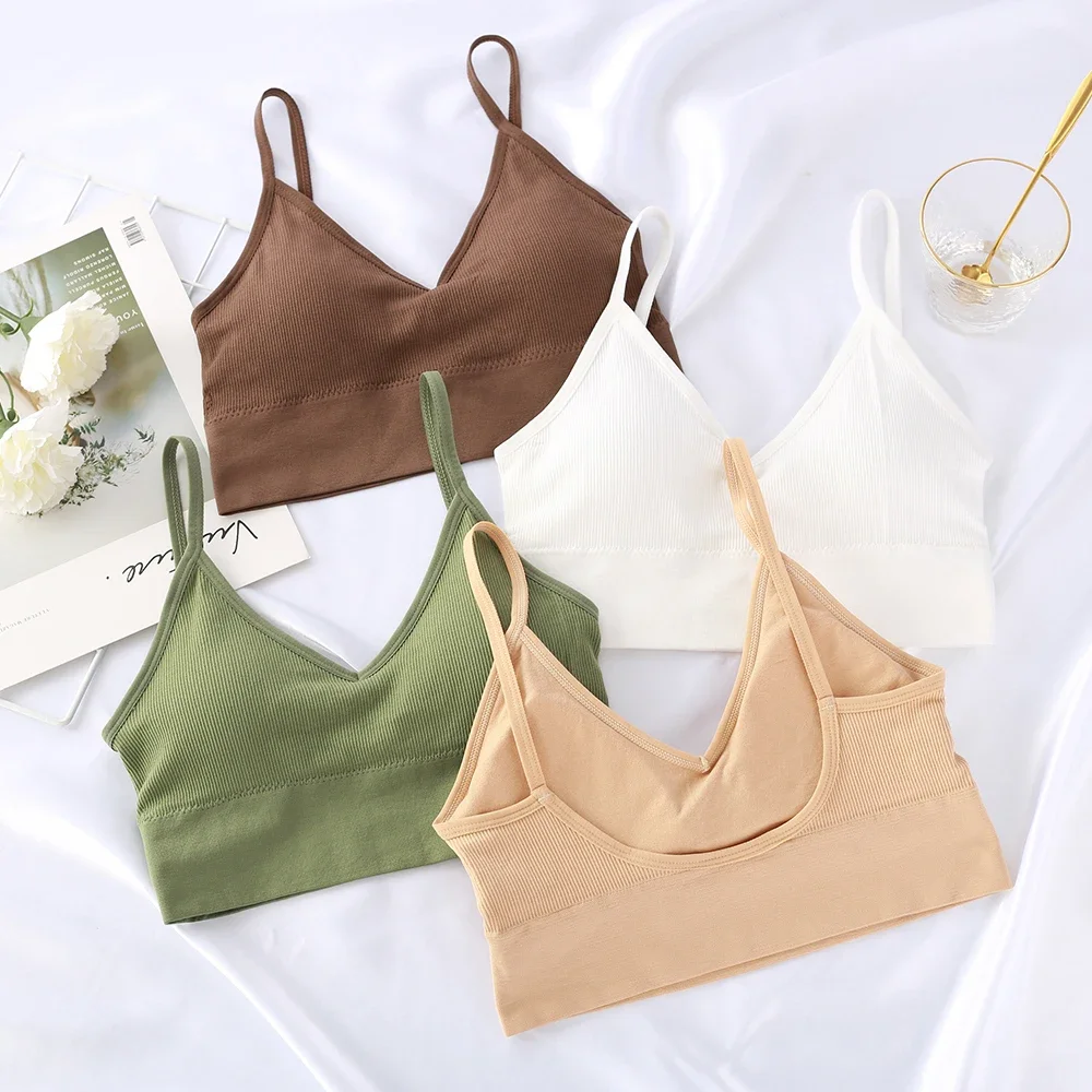 

New Women Tank Crop Top Seamless Underwear Female Crop Tops Sexy Lingerie Intimates Fashion with Removable Padded Camisole