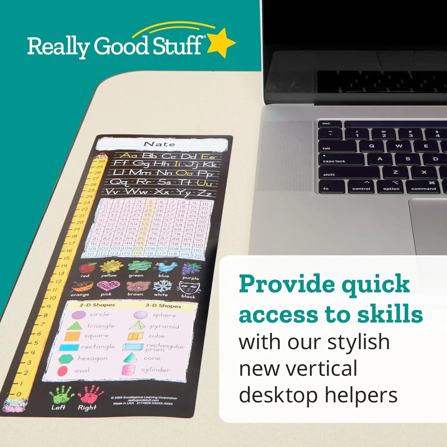 مجموعة مكونة من 24 مساعدًا لسطح المكتب العمودي ذاتي اللصق للتعلم في الفصل الدراسي، نمط سبورة من الفينيل #3