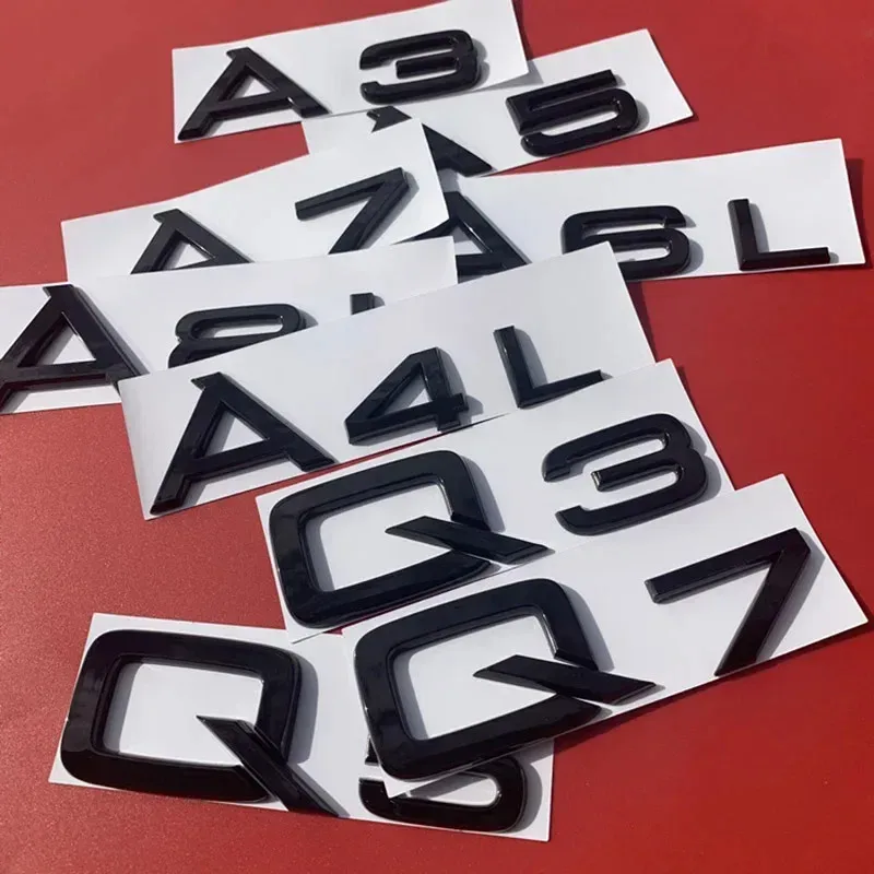 Glossy Black 1.8T 2.0T 2.4 2.5 2.8 3.0T 3.2 3.6 4.2 A3 A4L A5 A6L A7 A8L Q3 Q5 Q7 ABS Car Emblem Trunk Nameplate Badge Sticker