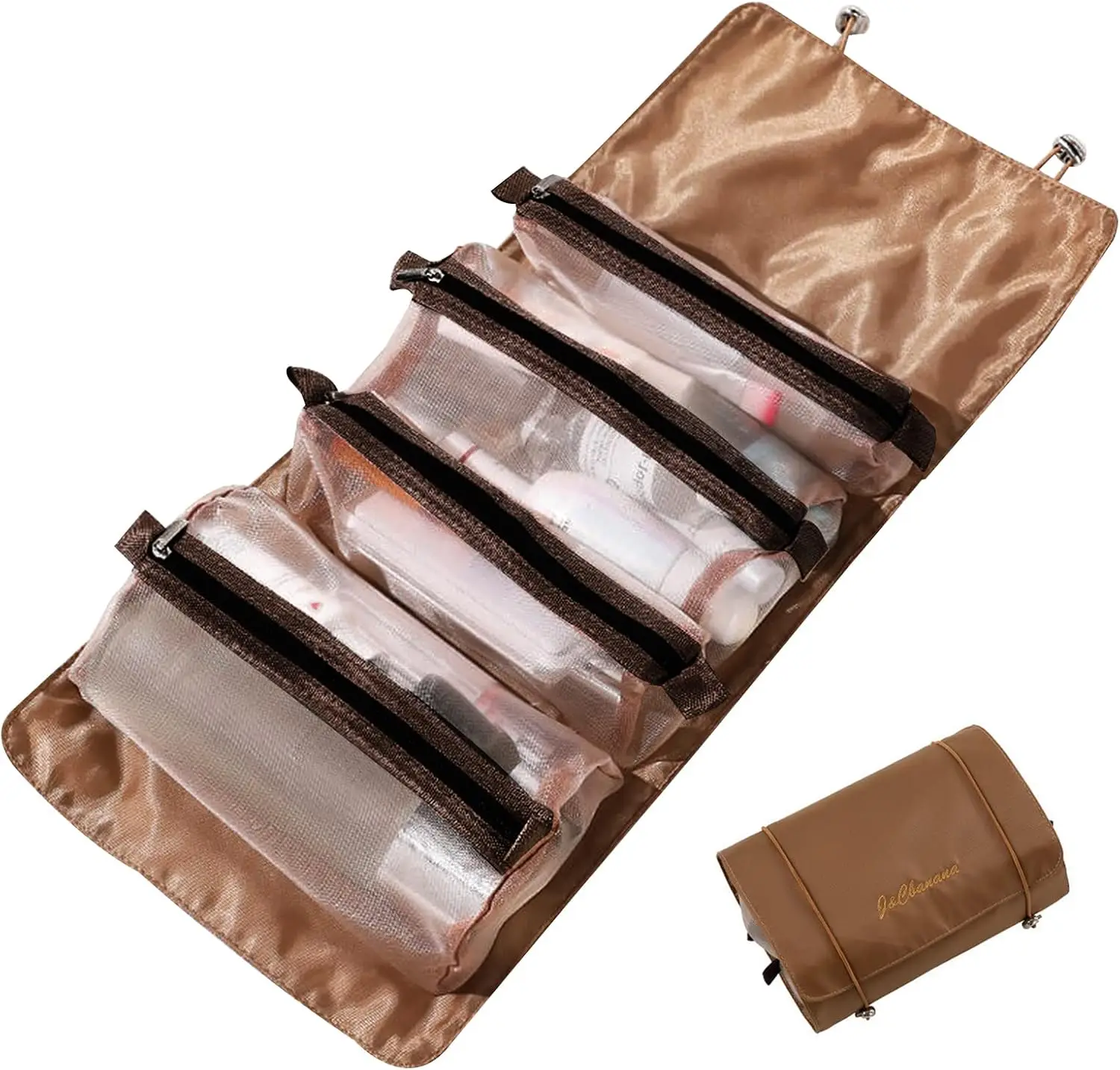 4 in 1 Detachable Toiletry Bag Hanging Roll-Up Makeup Bag Large Capacity Travel Wash Bag Mesh Cosmetic Bag Portable Foldable