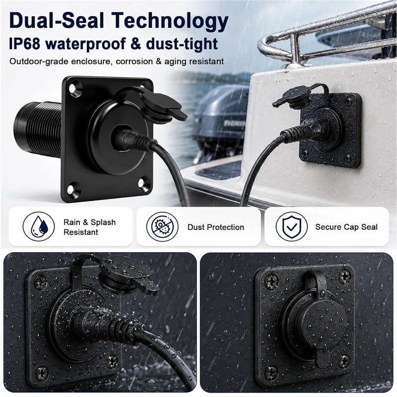 IP68 Waterproof RJ45 CAT6 Panel Mount Connector Wall Pass Through Ethernet Cable Entry Port for Starlink Gen3 RV Boat Campervan