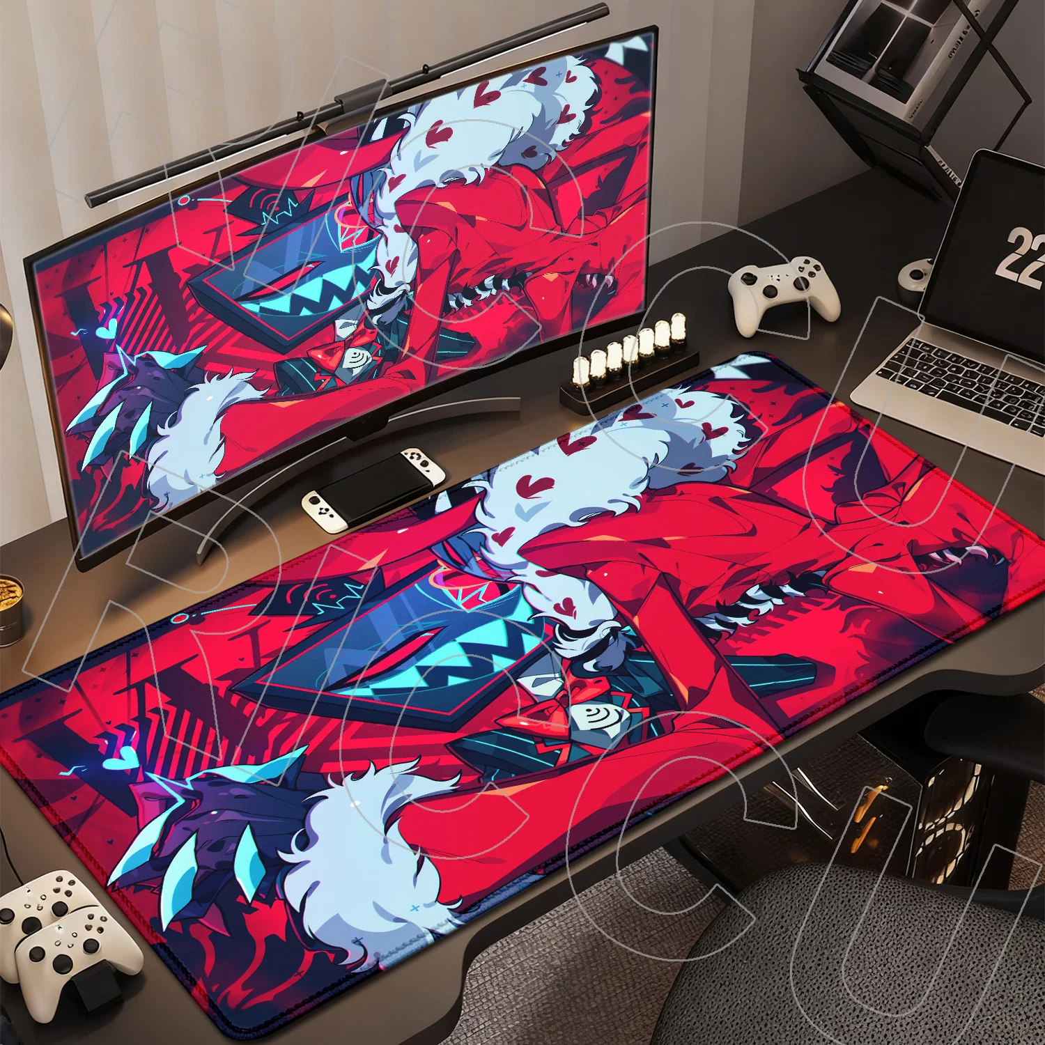 HD Printing XXL Anime Gaming Mouse Pad Hazbin Hotel 900X400mm Game Computer PC Accessories Tabletop Keyboard Pads Gamer Carpet