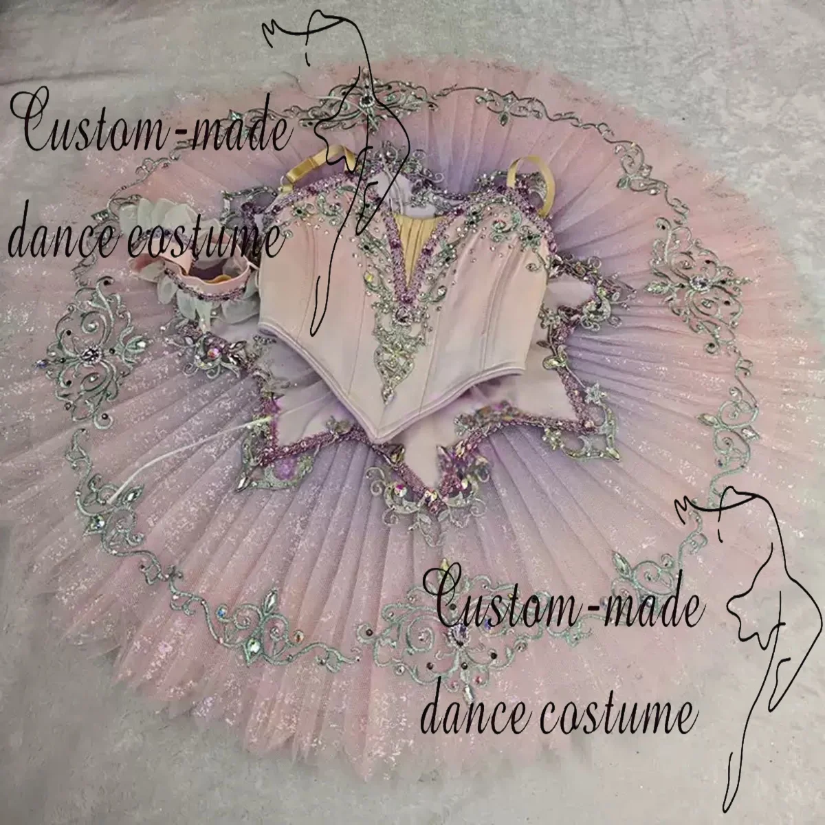Customized Pink Purple Venice Carnival Variations Ballet Performance Costume