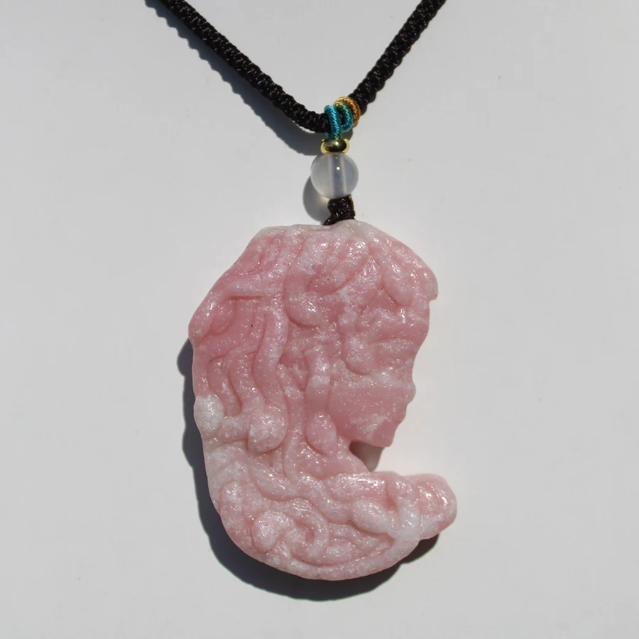 

Натуральный розовый опал, драгоценный камень, кристалл Медуза, резьба, ожерелье, кулон для подарка