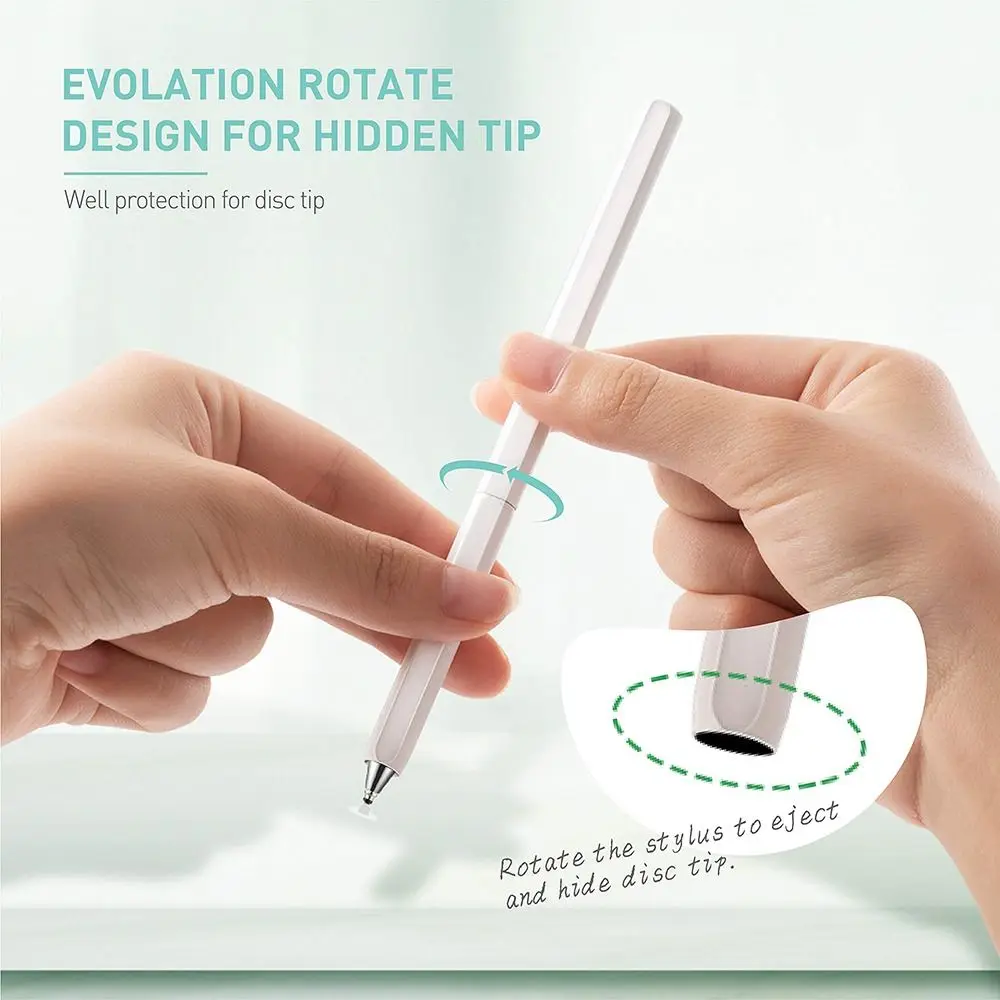 New Rotating Stylus Pen Transparent Disc Tip Replaceable Touch Screen Pen Smooth High Sensitive Drawing Pen