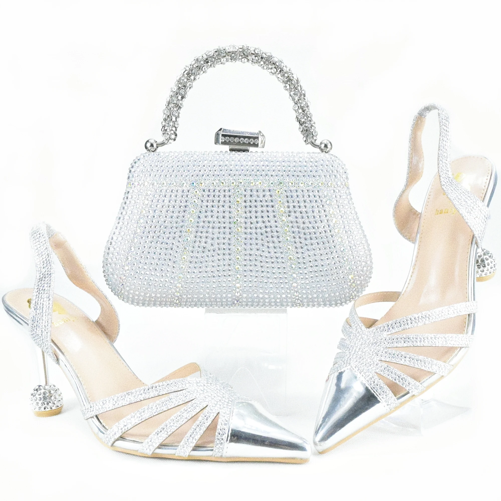 

Doershow Italian Shoe and Bag Set New 2023 Women Shoes and Bag Set In Italy silver Italian Shoes with Matching Bag HAS1-22