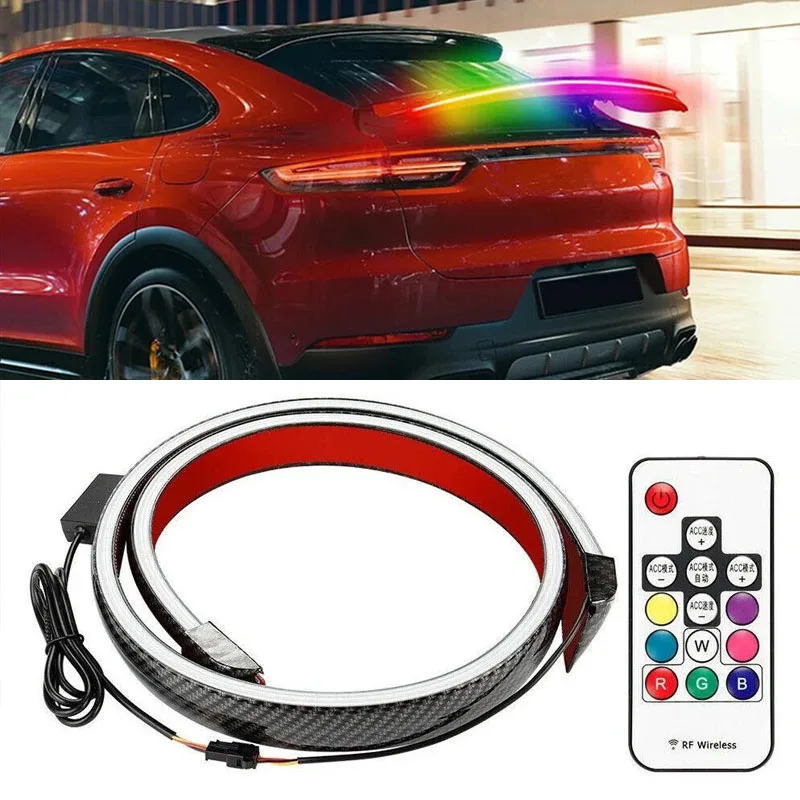 120CM Car Trunk Tail Brake Lights 12V Universal Multicolour Flow Strips Brake Turn Signal Lamps Additional Stop Lamp Accessories