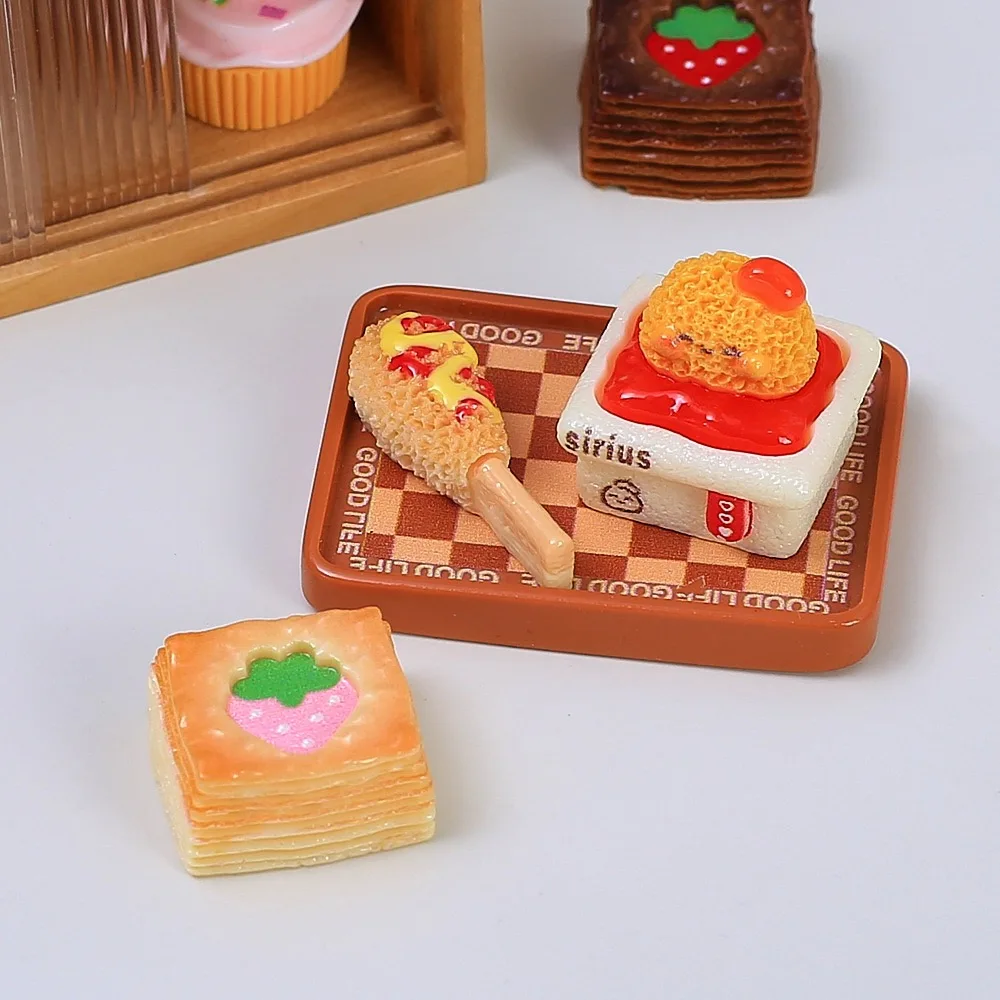 10pcs  Kawaii Cheese Corn Dog Bread Resin Cabochon Diy Landscape Home Decoration Dollhouse Accessory
