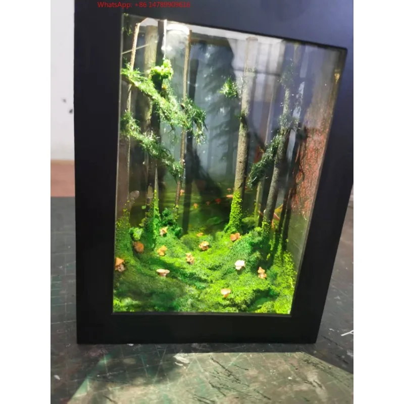 Miniature Forest Scene Model - 151520cm Micro Landscape Diorama with Acrylic Dustproof Box, Realistic Forest Desktop Decor