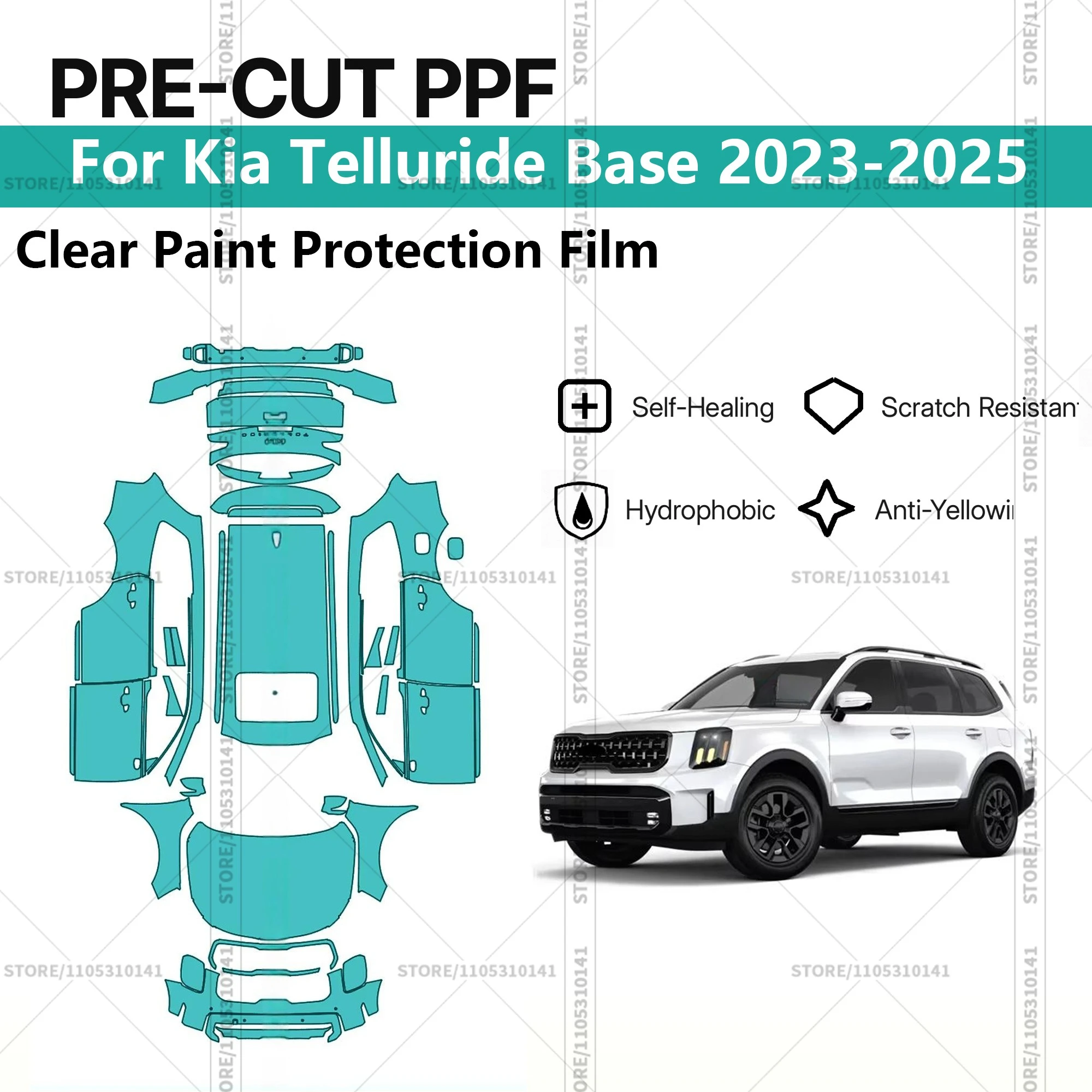 

For Kia Telluride Base 2023-2025 Pre-Cut Paint Protection Film PPF Transparent Car Film Professional Automotive PPF Full Vehicle