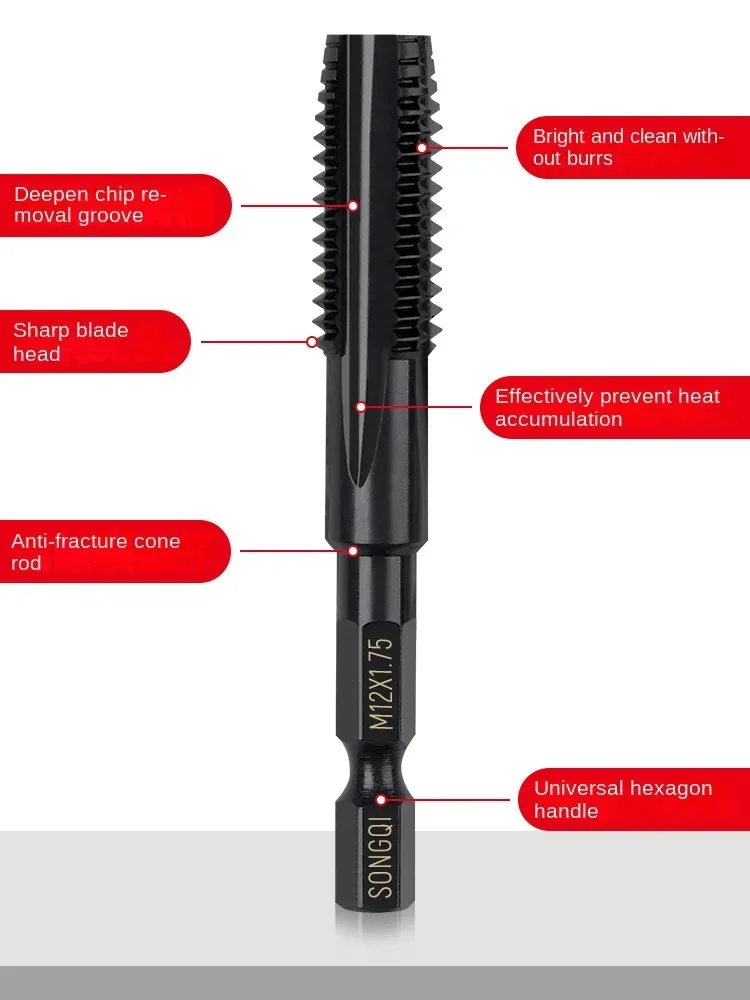 

cross-border Straight-groove tapping electric drill bit for hand electric drill tapping machine with hexagonal handle.