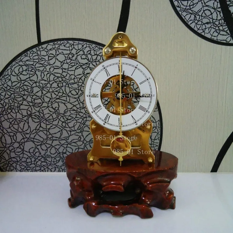 All Copper Movement Mechanical Clock Decorative Table Clock Metal Perspective View
