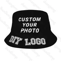 Custom double-sided bucket hat men's and women's summer pot hat Hip Hop Fishing Fisherman hat print reflective sunscreen DIY