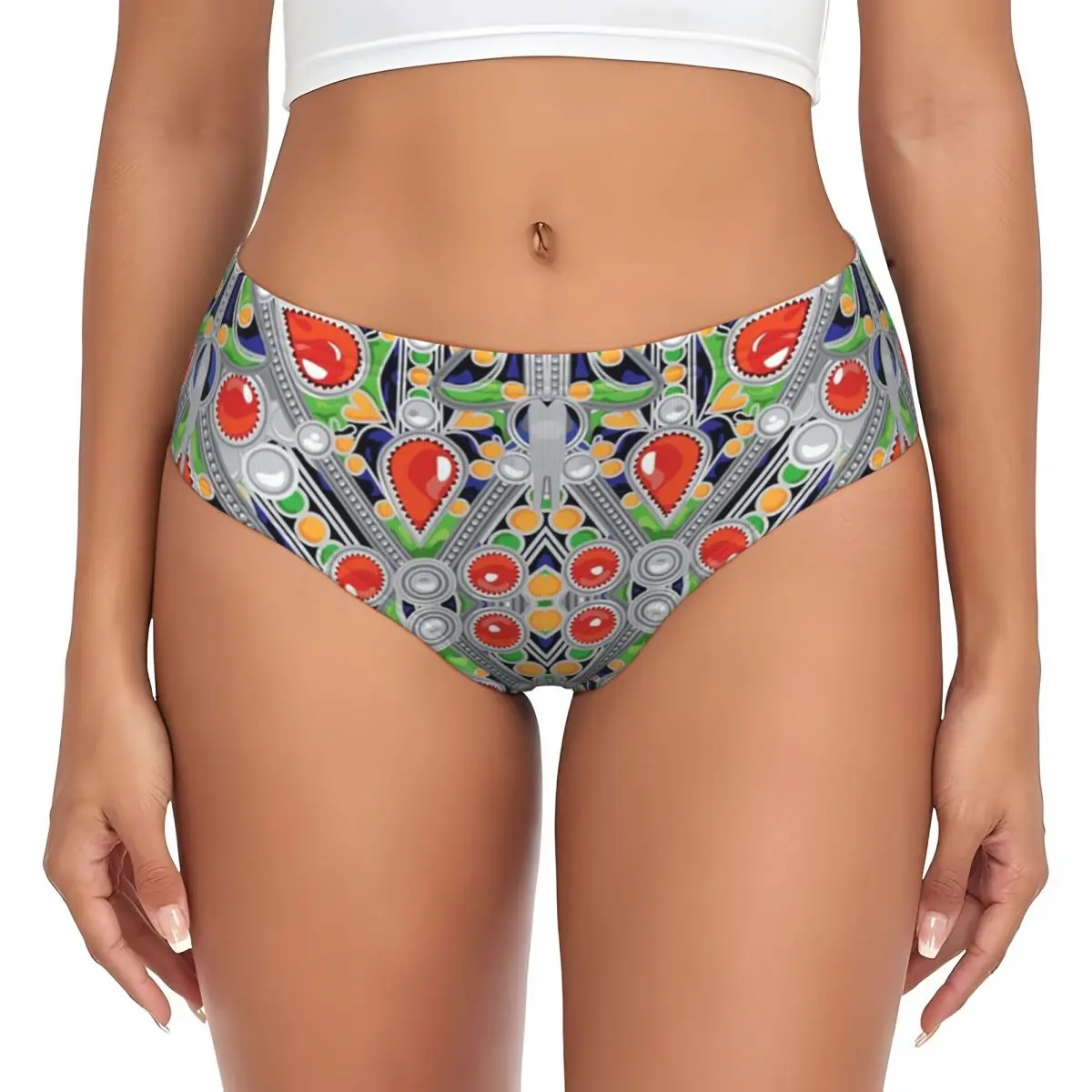 Custom Kabyle Jewelry Brief Panties Women's Breathable Amazigh Geometric Pattern Underwear Valentine's Day Gift Underpants