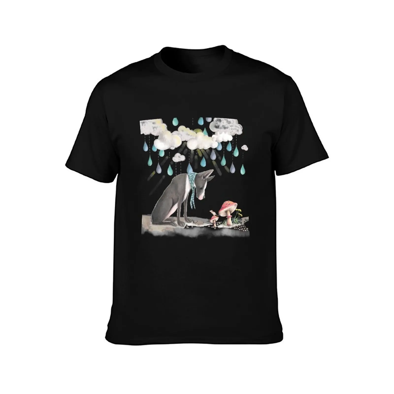 Baby room art with great dane and mouse T-Shirt, Summer Casual Cotton Tee, Oversized Streetwear Tops, Vintage Graphic Print