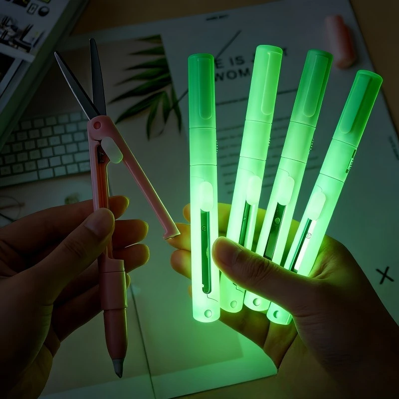 Multifunctional Luminous Portable Pen-shaped Scissors Innovative Two-in-one Design of Scissors