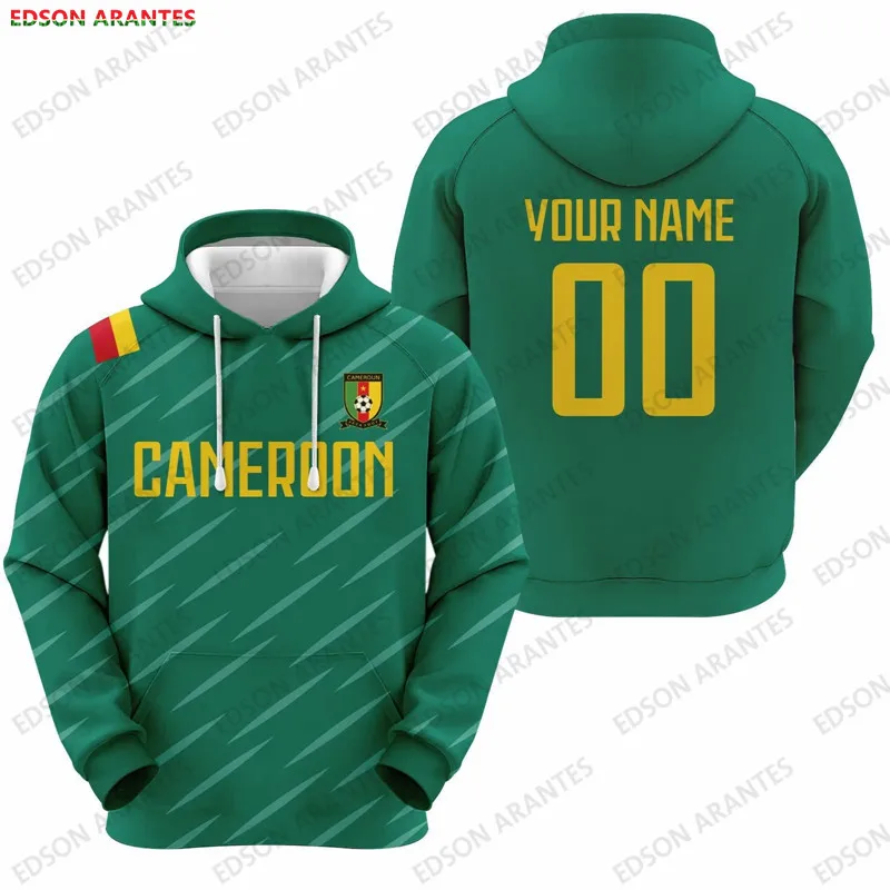 Cameroon Flag Futbol Hoodies Tracksuit Custom Soccer Hoodie Jersey For Men Women Youth Personalized Name Number Sweatshirt Gift