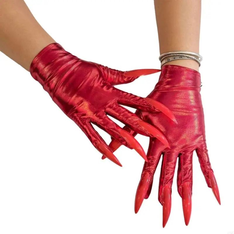 Elastic Magics Show Gloves Long Fingernails Detail Costume Event for Halloween Party 