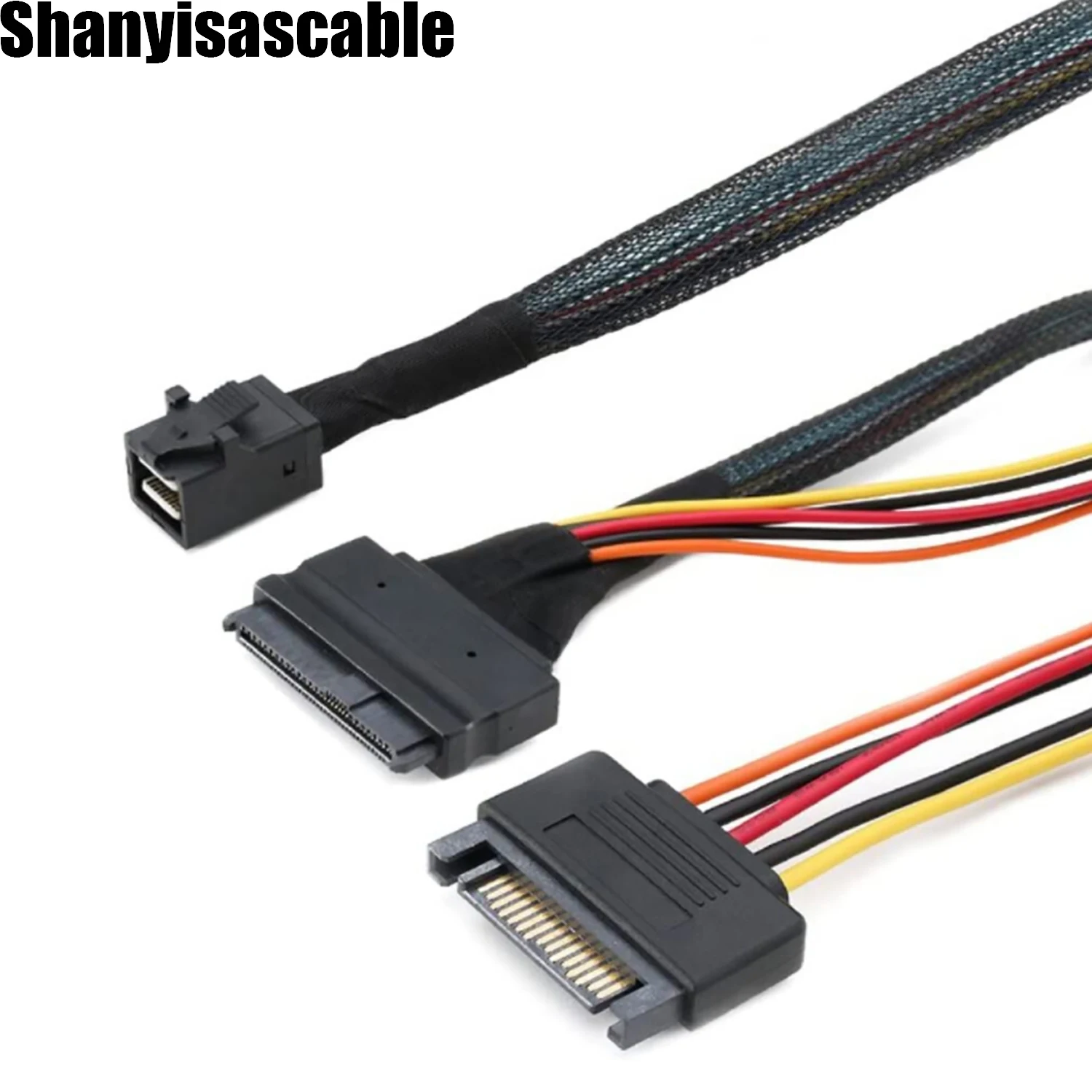 Internal PCIe 4.0 Mini SAS SFF-8643 to U.2 SFF-8639 SSD with 15 pin Male SATA Power cable