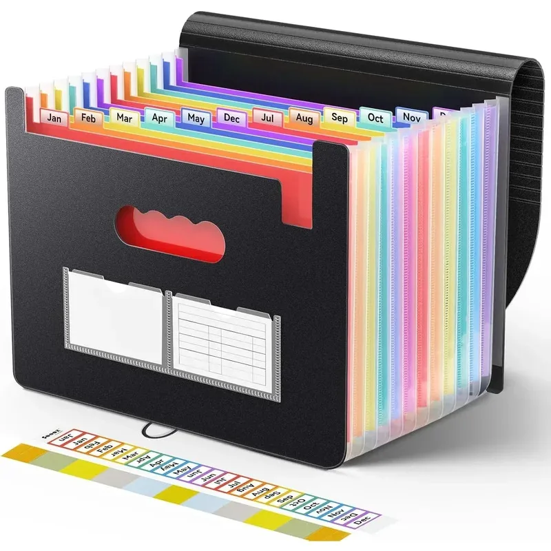 

Portable Organ Organizer - 12 Pocket Expandable File Folder, Monthly Paper Bill & Tax Receipt Organizer