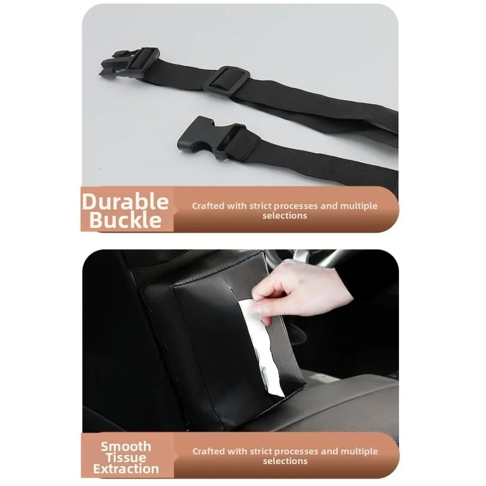 Multi-Functional Car Seat Side Storage Bag Tissue Box Wear-Resistant Car Seat Hanging Organizer Leather Portable Auto Seat Box