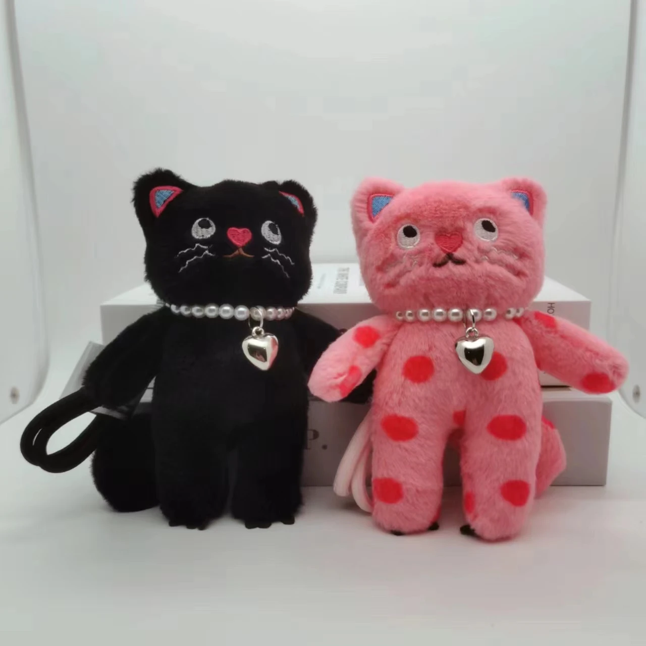 15 cm Kawaii Pink Cat Portachiavi in peluche Simpatico zaino con ciondolo Animali morbidi Portachiavi Portachiavi con fibbia per auto Accessori Ragazza Borsa da donna appesa