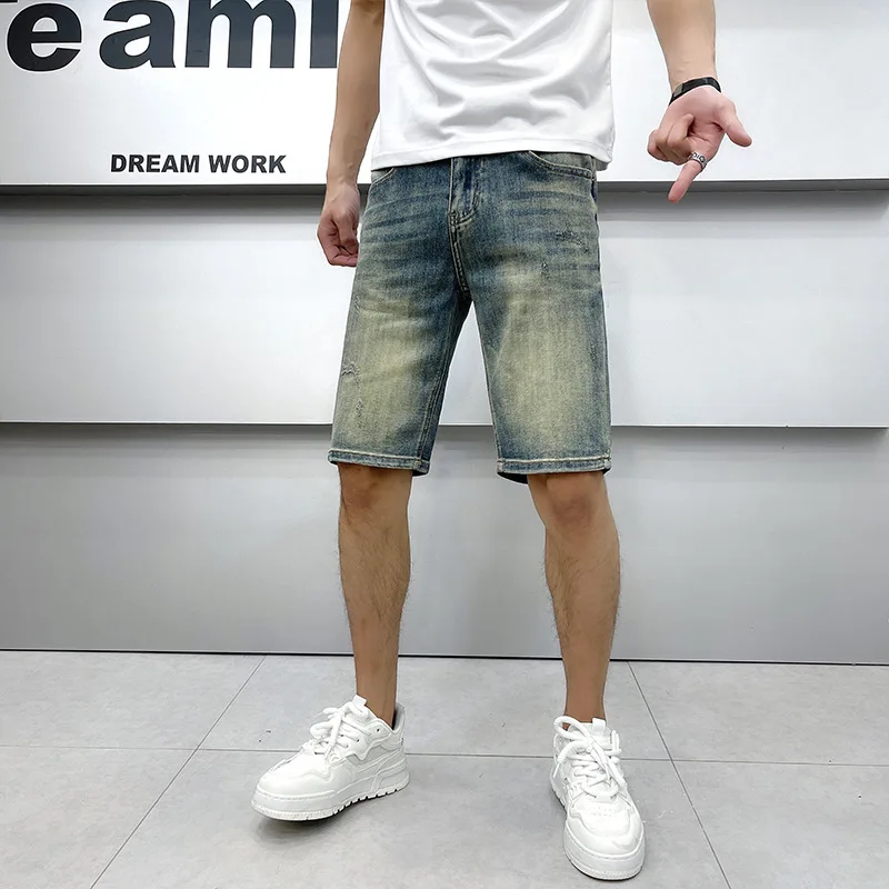 High Quality Denim Shorts Men's Affordable Luxury Fashion Korean Classic Nostalgic Retro Slim Straight Summer Pirate Shorts