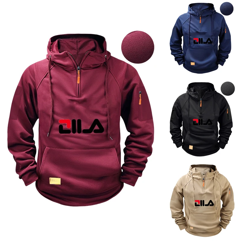 

New men's zippered pocket hoodie, large size S-3XL sweatshirt, fashionable and casual drawstring pullover, men's sweatshirt