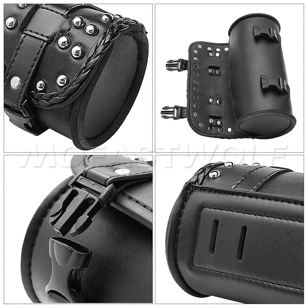 دراجة نارية شوكة بولي Leather الجلود حقيبة سفر مقاوم للماء أداة أكياس السرج حقيبة خمر الذيل حقيبة الأمتعة ل هارلي بوبر/سوزوكي/هوندا #5