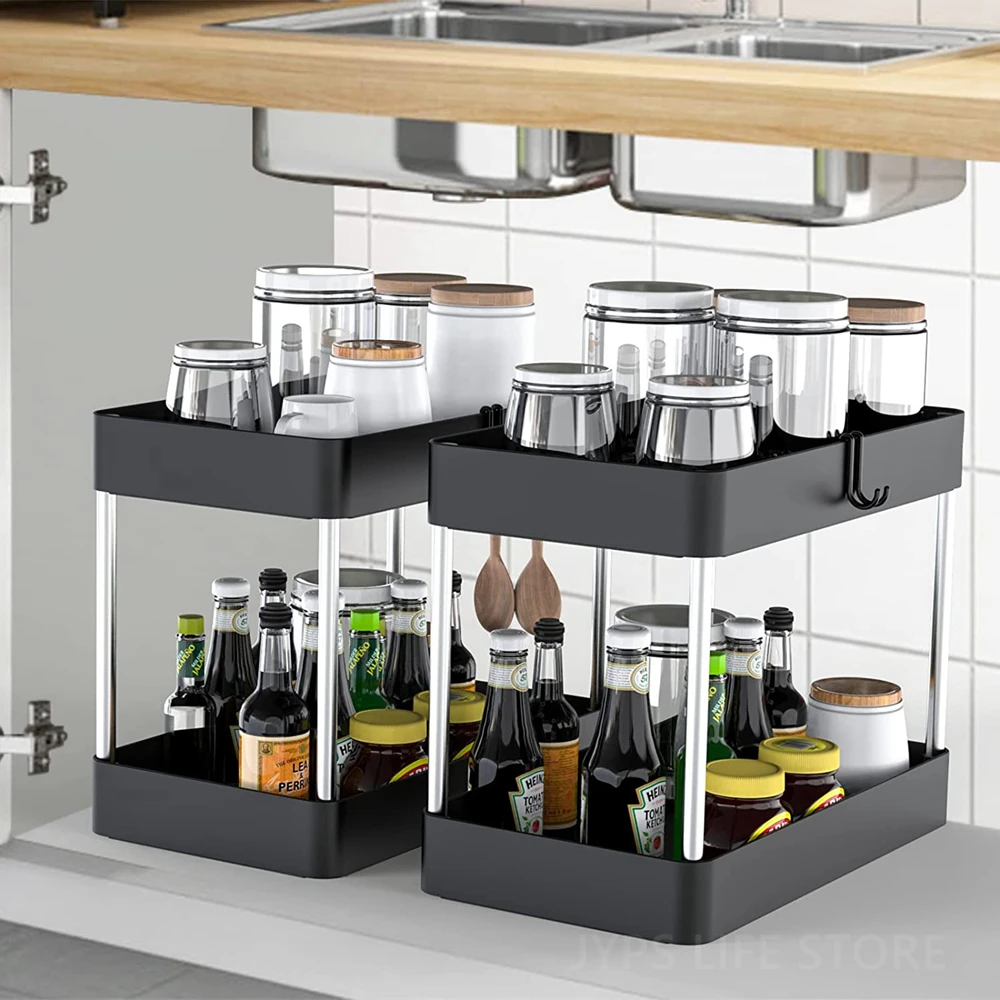 Organizzatore Estraibile Sotto Lavello 2 Livelli – Ripiano A L In Acciaio Inox, Regolabile, Montaggio Senza Viti, Per Cucina E Bagno - 4