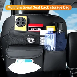 Car Seat Back Organizer Universal Hanging Bottle Umbrella Storage bag PU Leather With Tissue Bag Auto Interior Accessories