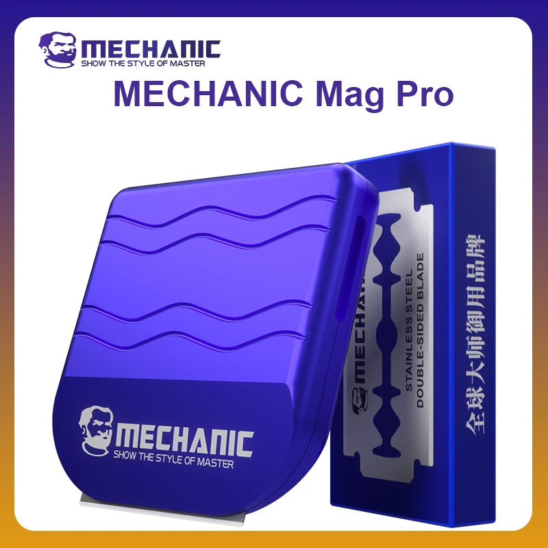 MECHANIC OFFICIAL Mag Pro All Metal Magnetic Knife Holder with Extra Blades Glass Film Leather Cutting Strong Grip Repair Tools