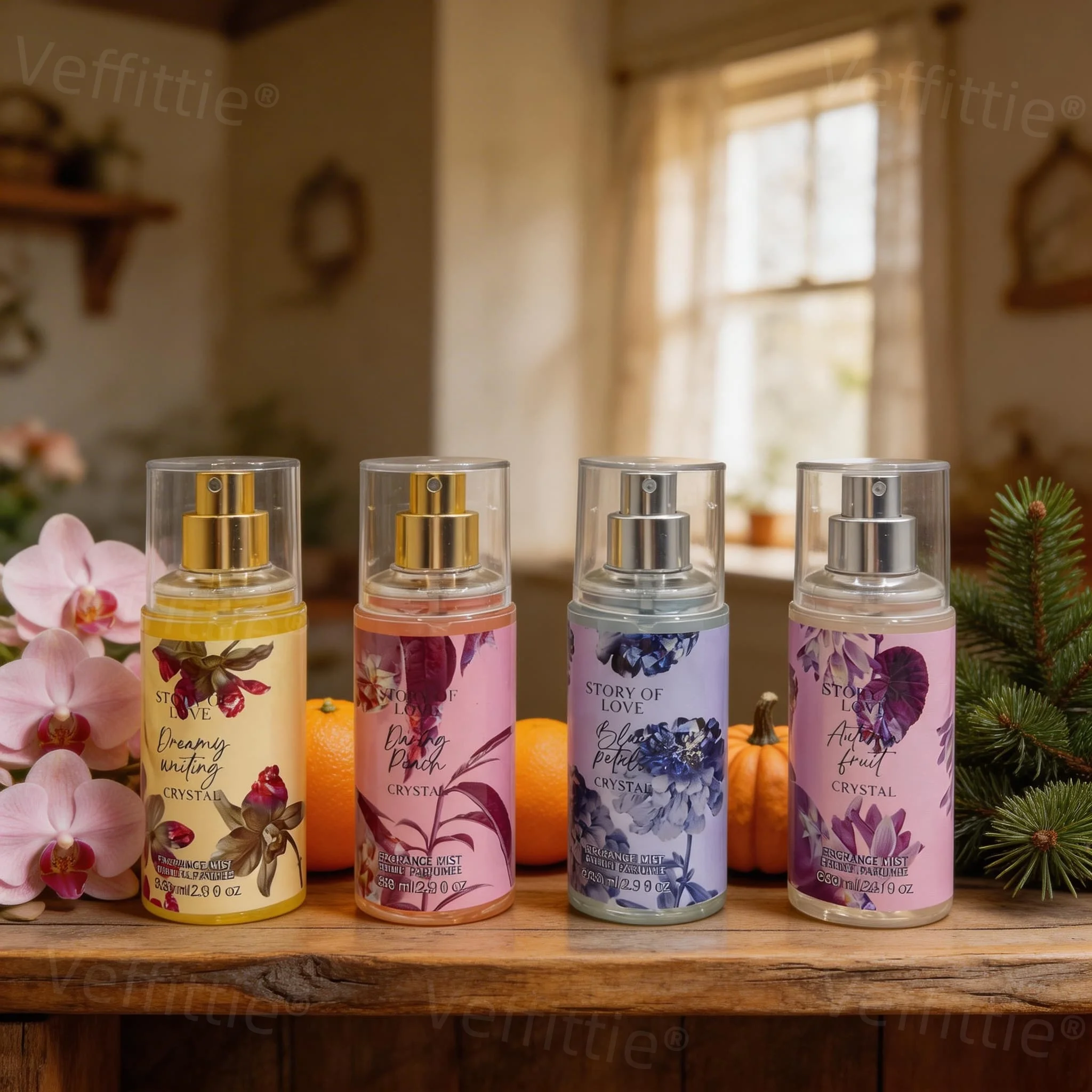 

4pcsCozy Woody Floral Perfume 352ml, yuzu bergamot top orange sandalwood mid, labdanum cedar base, all-day fresh scent for quiet