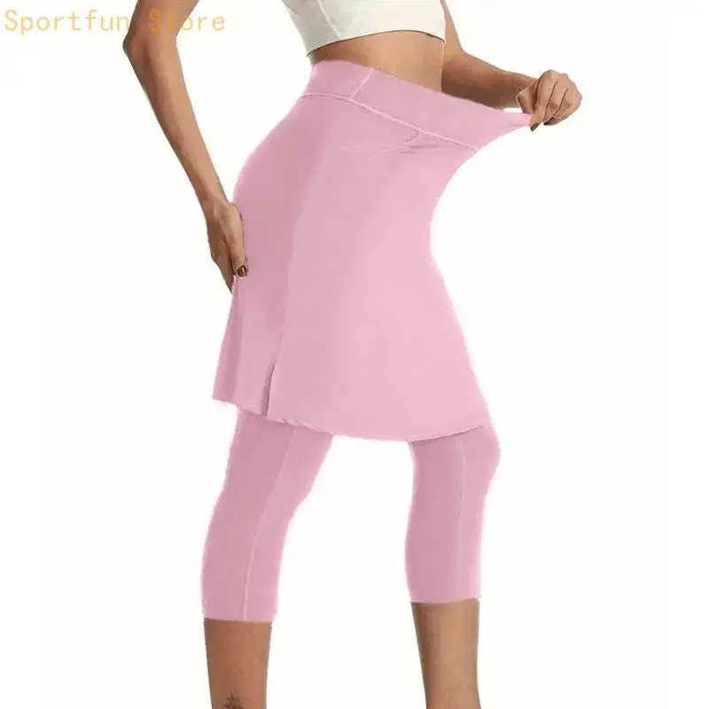 

Дышащая эластичная тренировочная юбка Теннисная юбка Брюки Спортивная юбка подходит для бега со скрытым карманом для хранения