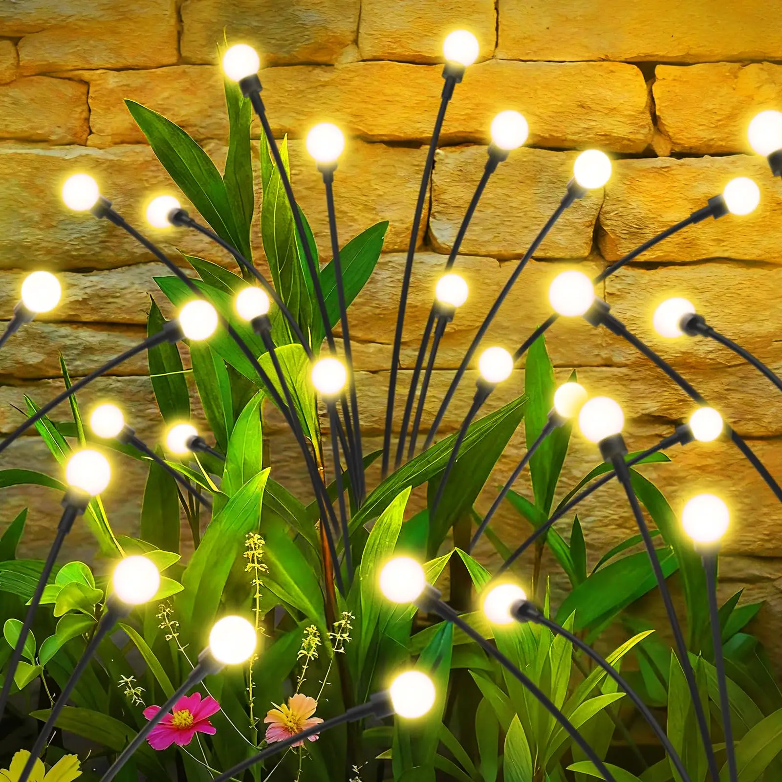 10 Lights Solar Lawn Lamp Garden Lamp, LED Wind-driven FireflyGround Plug Lamp, Garden Ramadan Decoration Festival Lamp