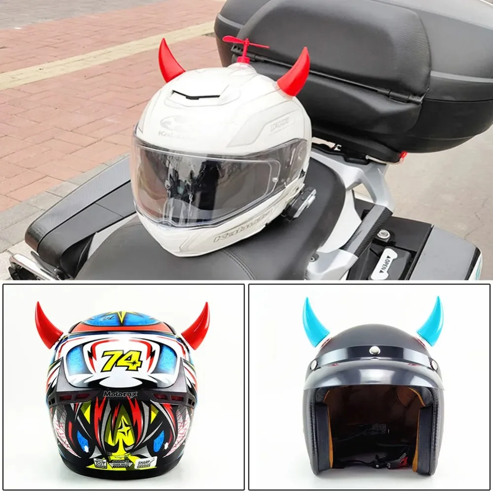 PP Devil Horn Decor Quick Release Universal Fit Horn Accessory Waterproof Shell LED Glowing Helmet Ornament Night Driving