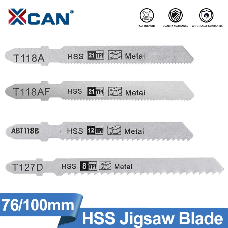 XCAN 1 Stück Stichsägeblatt 76/100 mm T-Schaft sortiertes Sägeblatt HSS Stichsägeblatt zum Schneiden von Kunststoff und Holz T118A T118B T127D T118AF