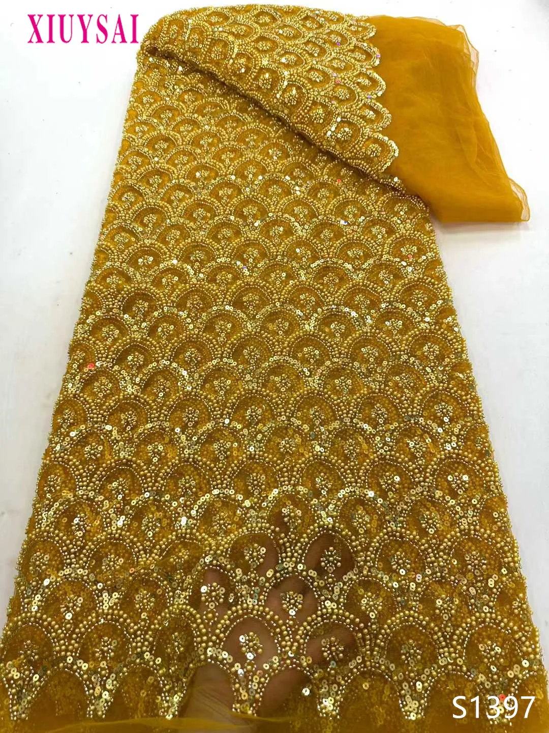 

Африканская роскошная ткань с бисером и пайетками, кружево, французский тюль, вышивка, свадебный материал для шитья, новейший дизайн 2026 года