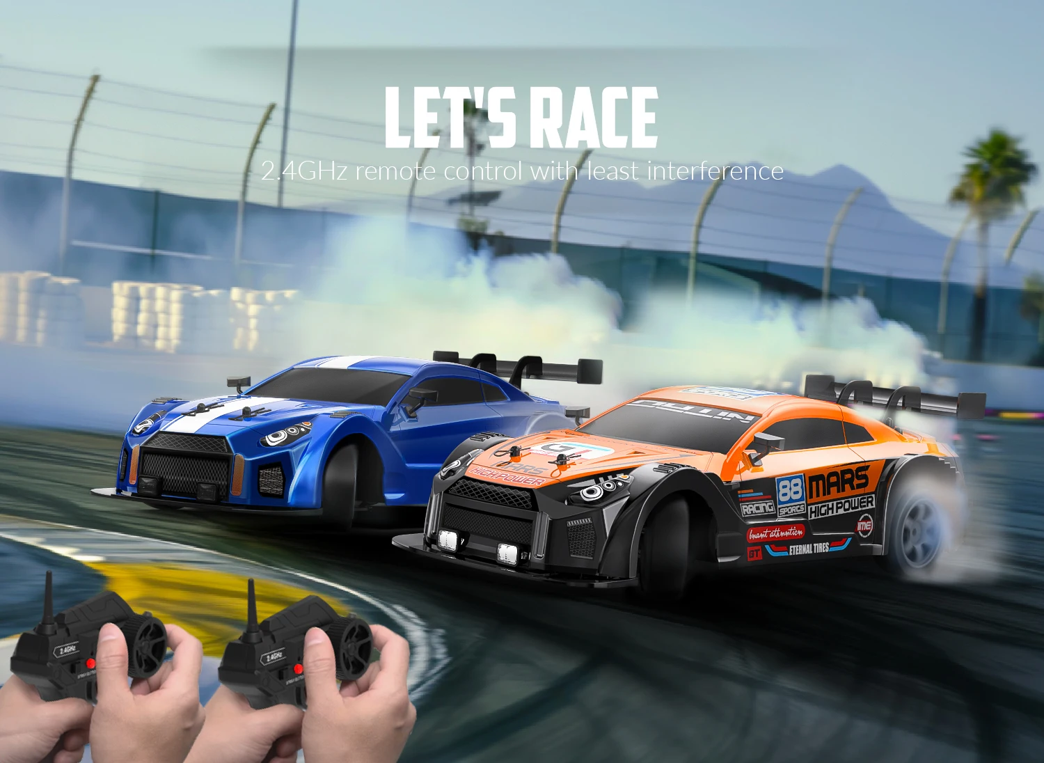 RACENT Drift RC Car 1:16 Scale 2.4Ghz Remote Control Car 4WD 15MPH Fast RC Car With 2 Rechargeable Batteries Vehicle Toys for Boys, Adults