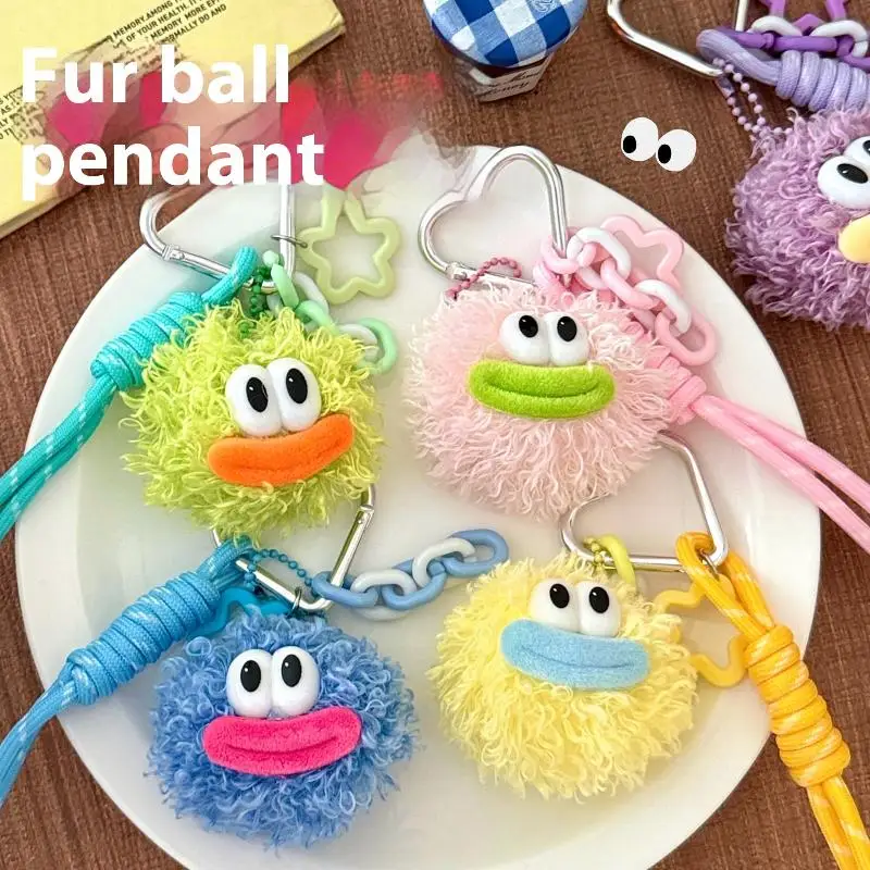 

[JT] 1 шт. Милый мультяшный плюшевый брелок-подвеска в виде пушистого шарика с большим ртом, мягкая игрушка-кукла для украшения рюкзака, прекрасный подарок