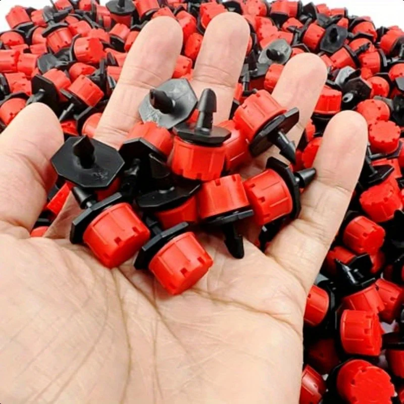 200pcs 360 °   Adjustable Irrigation Drippers Sprinklers - 1/4 Inch Emitters with 8-Spray Hole Flow Control, US/EU Thread for La