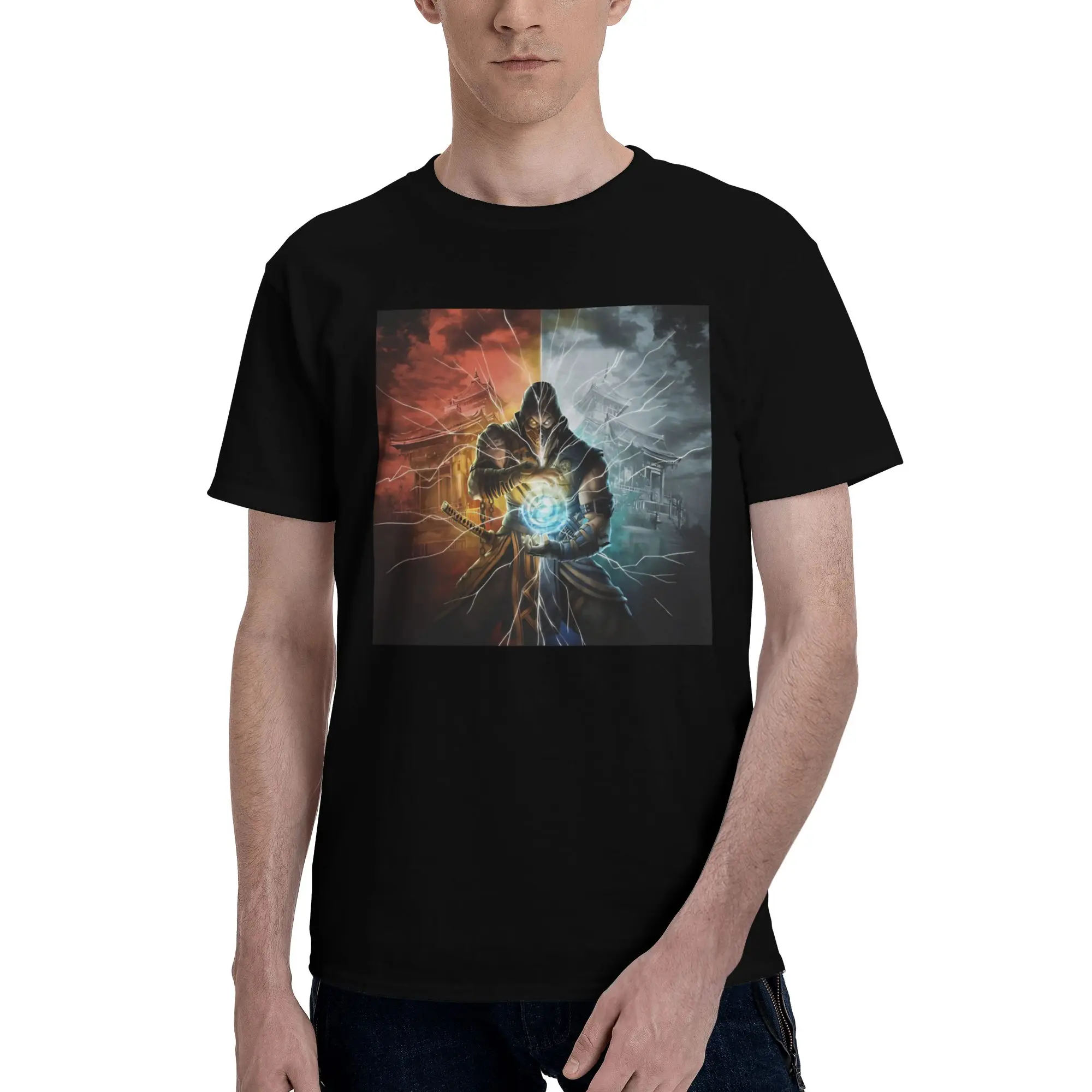 Mortal Kombat 2 Worlds  Novelty 100% Cotton T-Shirt Mortal Kombat Tops Tees For Men