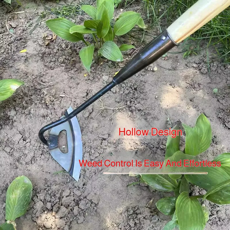 All-Steel Triangle Hoe Hardened Hollow Hoe Handheld Weeding Rake agricultural weeding tool for Outdoor farmland Planting