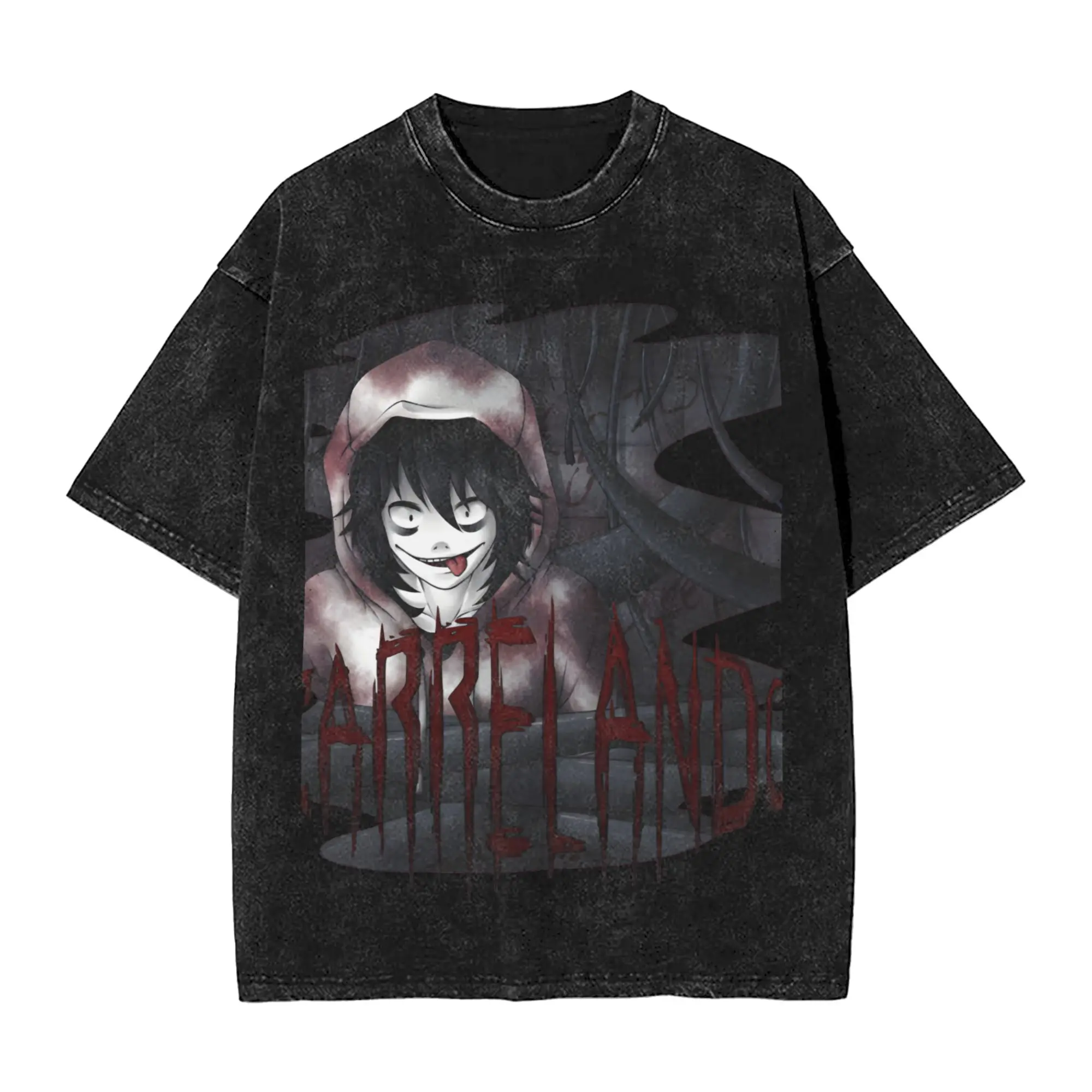 Oversized Washed T Shirt Jeff the Killers   Loose T Shirts  Leisure Tee Shirt for Men Summer Y2K Fun Casual Tops