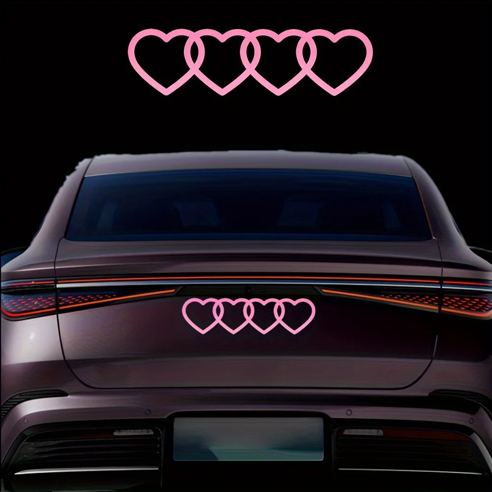 Heart Linked To Heart Sticker Cute Heart-shaped Car Exterior Decoration Sticker For Car Window Body Rear Tail Decal