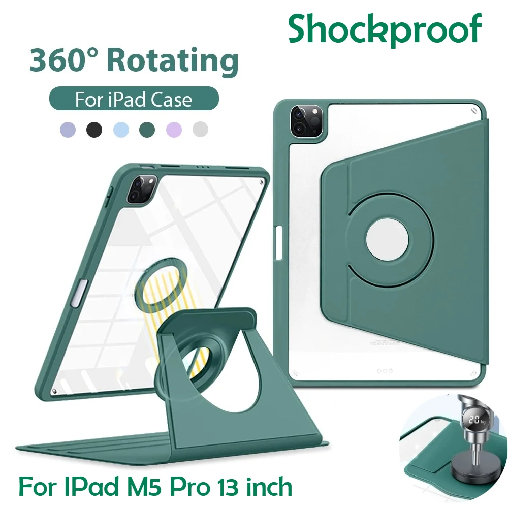 

360° Rotary Magnetic Separation Case for IPad M5 Pro 13 12.9 11 M2 M4 A16 Air 11 13 M3 2025 5 4 A16 11th 10th 9th Mini 7 6 Cover
