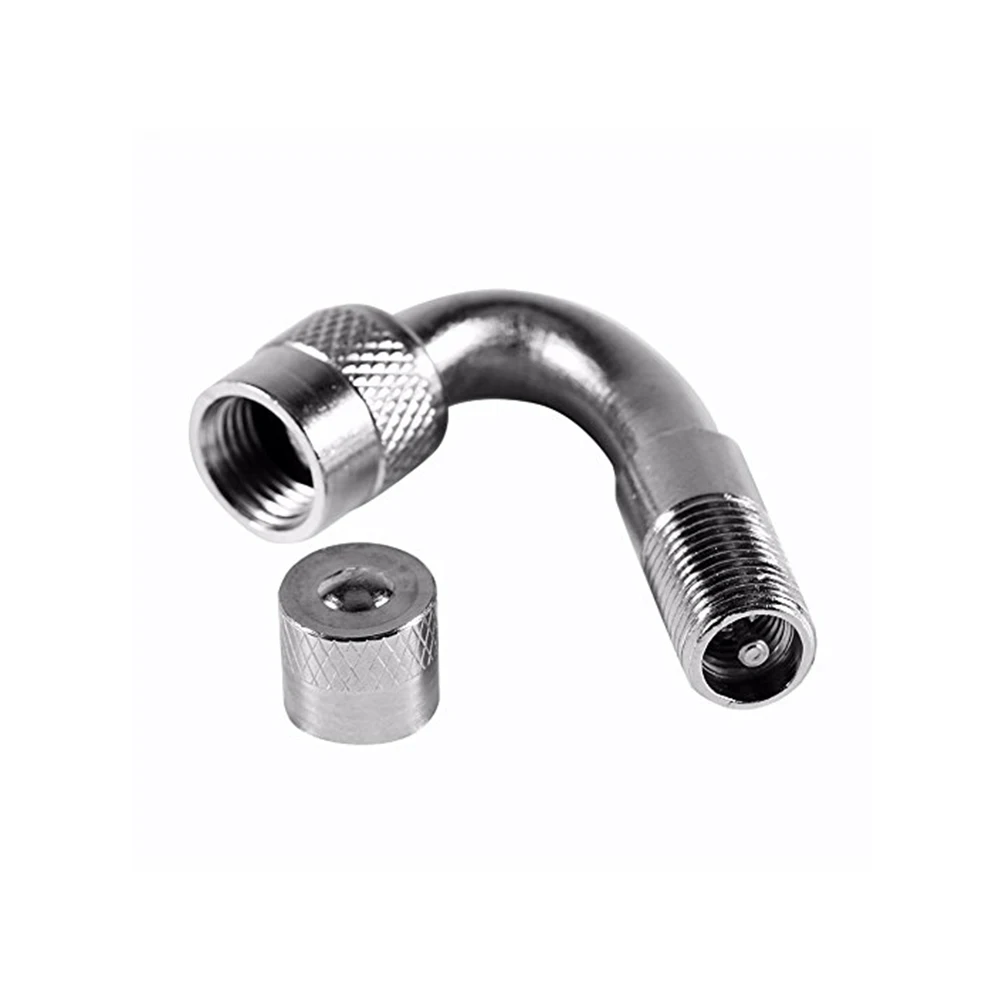 

45 Degree Valve Extension Rod Silver Bike Adaptor Durable Universal Inflate Deflate Easy Install Stem Extender