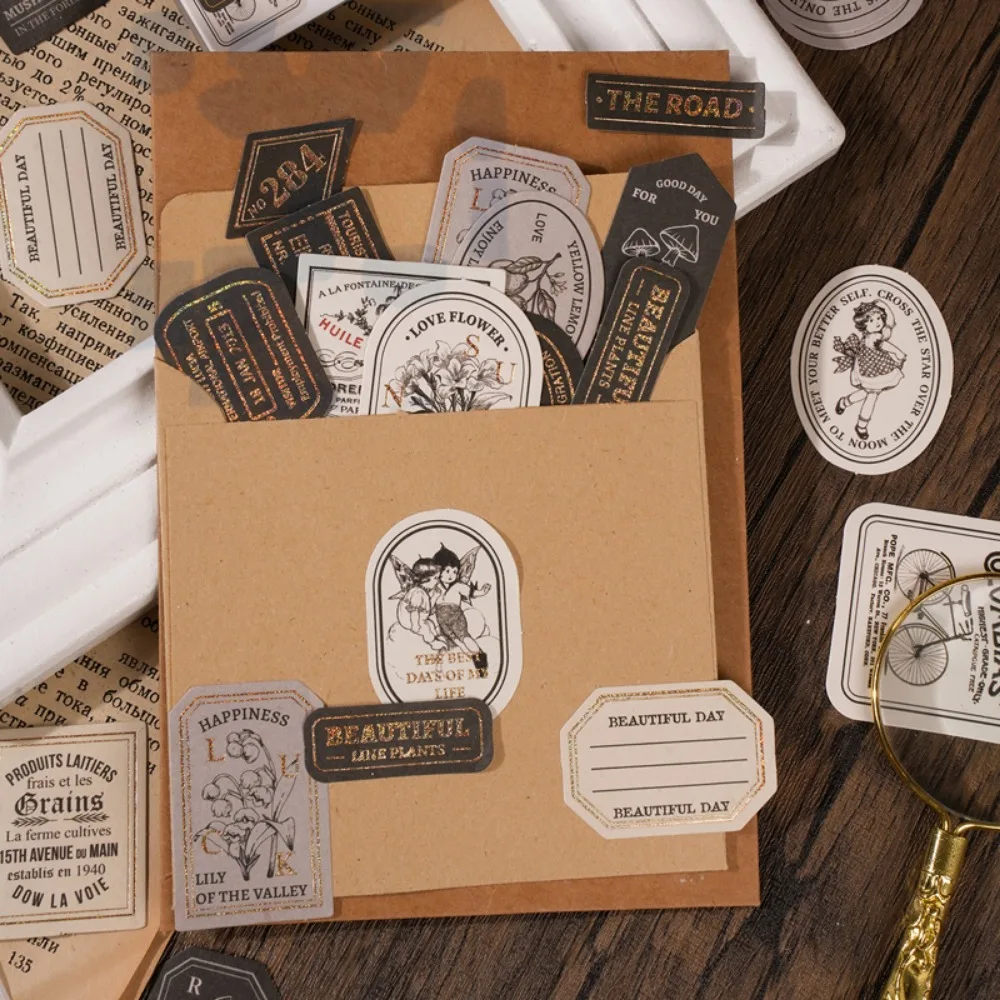 Adesivos Retro para Caixas, Adesivos Decorativos para Selagem, Adesivos para Cadernos, Papelaria Estética, 40 peças/caixa