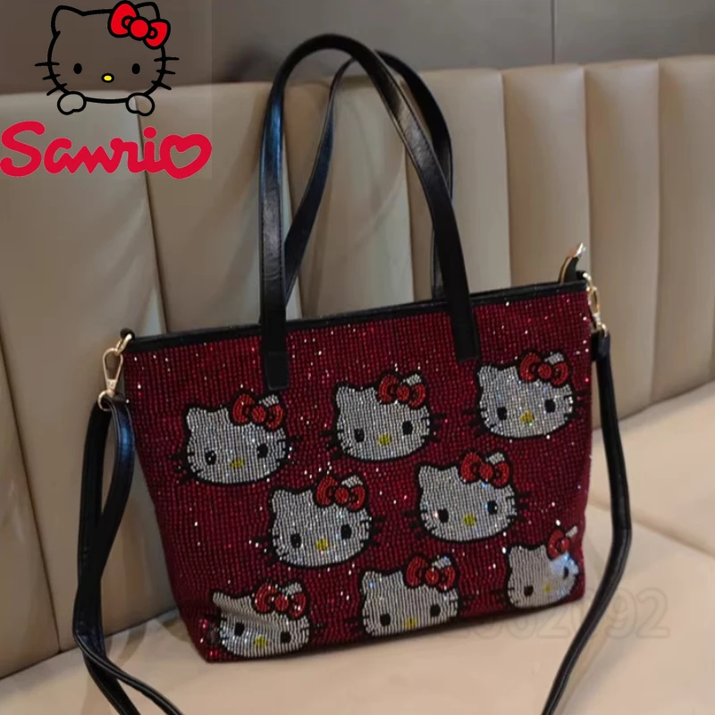 Hello Kitty New Diamond-studded Women's Handbags Fashion Trend Diamond-studded Women's Shoulder Messenger Bag Casual Women's Bag